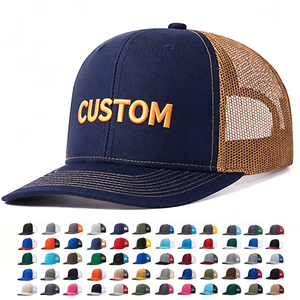 Casquette de baseball en maille personnalisable avec logo, ajustable, 6 panneaux, couleur unie, respirante, visière incurvée, faible MOQ, style trucker - Product Image 1