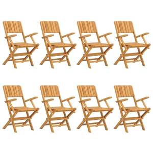Ensemble de 8 chaises pliantes de jardin en teck massif, qualité supérieure, mobilier d'extérieur - Product Image 2