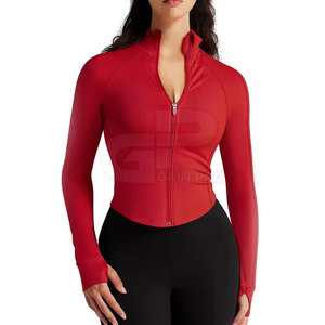 Chaqueta de yoga para mujer de diseño premium, de secado rápido, manga larga, material elástico, con cremallera completa, para correr. - Product Image 3