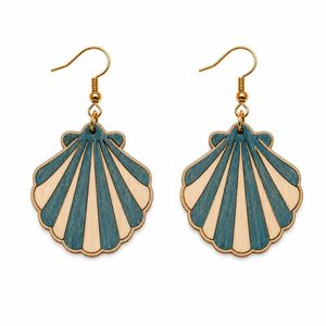Pendientes de madera para mujer con diseño de delfín, pendientes colgantes de madera con animales marinos para vacaciones de verano - Product Image 4