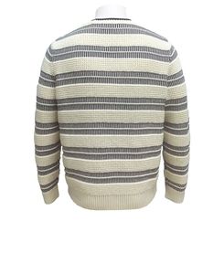Pull en tricot rayé pour homme, manches longues, col rond, vêtements décontractés d'automne - Product Image 2