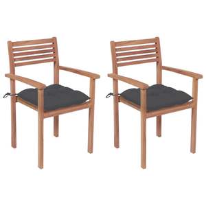 Juego de 2 Sillas de Jardín de Madera de Teca Antracita y Poliéster - Product Image 1