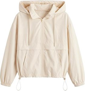 Women's Zip Up Lightweight Windbreaker <b>Jacket</b> Sport Casual Workout Hoodie Outerwear <b>with</b> <b>Pockets</b> Rainy Day Outfits - Product Image 1