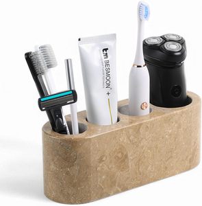Holder for Bathrooms, 4-Slots <b>Marble</b> Toothbrush and Toothpaste Holder <b>Stand</b> Bathroom Organizer Countertop for Toothbrush - Product Image 1