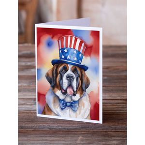 Saint Bernard Patriotic American Whimsical A7 Tarjetas de notas en blanco Paquete de 8 con sobres Tarjetas de felicitación de tamaño 5x7 - Product Image 2