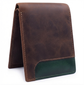 กระเป๋าสตางค์หนังวัวแท้สำหรับผู้ชาย BS INTERNATIONAL รุ่นยอดนิยม ดีไซน์เปิดแบบสั้น หรูหรา ทันสมัย ปักลายดาวและตัวอักษร - Product Image 1