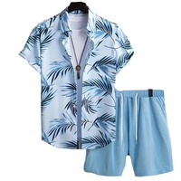 Ensemble de vêtements pour hommes, t-shirt à manches courtes en coton avec impression par sublimation personnalisée et short, tenue de plage à manches courtes boutonnée