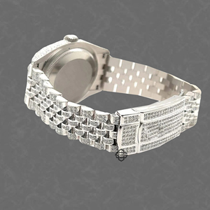 Montre de luxe pour homme, style affaires, à quartz, avec cadran squelette, sertie de diamants Moissanite, mouvement ETA, en acier inoxydable personnalisé et verre - Product Image 3