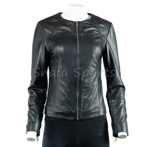 Veste en cuir élégante pour femme, coupe slim, style motard, tendance, vêtement d'extérieur hiver, manteau en cuir premium - Product Image 6