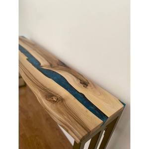 Mesa Consola Moderna para Sala de Estar TIMELESS CRAFT, Resina Epoxi y Madera, Forma Rectangular, Diseño de Río de Epoxi Azul Hecho a Mano, Decoración para el Hogar - Product Image 2
