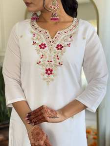 流行のデザイナーによるインド・パキスタン風ビスコース生地のサルワール・カミーズ、最新の限定レディースファンシー新作、パーティーや結婚式、カジュアルウェアに最適 - Product Image 4