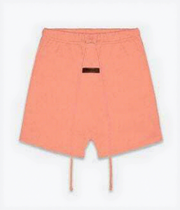 Pantalones Cortos de Punto Color Coral Sólido para Hombre, Corte Regular, Casuales, Transpirables, Estilo Hip Hop, con Cierre de Cremallera, Bolsillos, Cordón Ajustable, Poliéster/Algodón - Product Image 1
