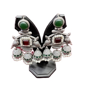 Indian Origin Oxidised <b>Silver</b> Banjara Jhumka <b>Earrings</b> Stylish Long Design for Traditional & Festive Looks Fashion Jewelry Sets - Product Image 2
