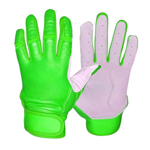 Gants de frappe de baseball SAAR INDUSTRIES en cuir véritable respirant vert fluorescent, style professionnel, adhérence souple, fermeture auto-agrippante, ambidextres - Product Image 2