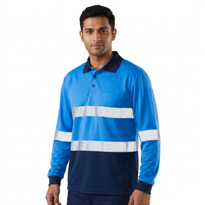 Polo de sécurité réfléchissant à manches longues en coton de haute qualité, vente en gros d'usine, vêtements de travail haute visibilité - Product Image 4