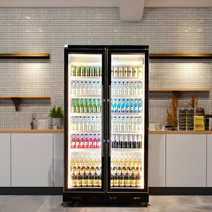 Refrigerador de bebidas vertical negro de lujo, refrigerador de exhibición de puerta de vidrio para equipos de refrigeración - Product Image 1