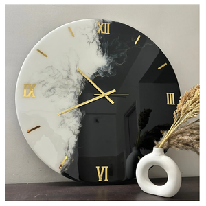 Round New Stylish Resin <b>Digital</b> Wall <b>Clock</b> with Quartz Movement Modern Design Two-Piece Black & White Shade for Office Use - Product Image 1