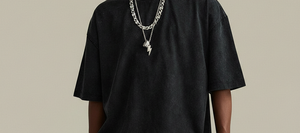 Heavyweight Knitted Cotton Solid Vintage <b>Black</b> T-<b>Shirt</b> | Acid Wash Oversized Crew Neck Distressed Mens Tee Wholesale - Product Image 5