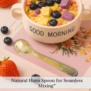 ช้อนรับประทานอาหารทำด้วยมือแบบคลาสสิกหรูหราเป็นมิตรต่อสิ่งแวดล้อมช้อนรับประทานอาหารทำจากเขาควายธรรมชาติขัดเงาพร้อมกระจกสำหรับตกแต่งบ้านและงานปาร์ตี้ - Product Image 4