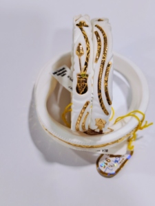 Bracelet tendance en or massif 22 carats avec coquille de conque blanche pour femme, bijoux de mariage traditionnels bengalis, ensemble Shakha authentique - Product Image 2