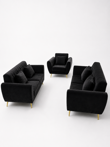 Sofá Moderno Esmeralda 221 ROMA, Conjunto de 221 Plazas para Sala de Estar, Apartamento, Hotel, Uso Ecológico, Tela Personalizada, Mueble Cuadrado Curvo - Product Image 1