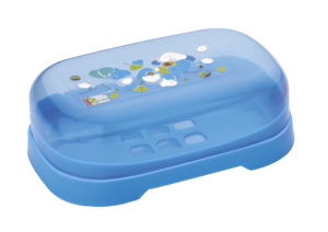 Blue Plastic <b>Soap</b> <b>Dish</b> <b>With</b> <b>Lid</b> Waterproof Bath Accessory Modern Design - Product Image 3