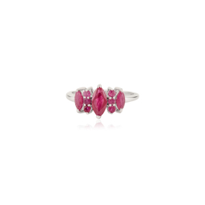 925 Sterling <b>Silver</b> Ruby Marquise Cluster Women's Elegant Classy Wedding <b>Statement</b> <b>Ring</b> OEM ODM Wholesale High Polish Rhodium - Product Image 3