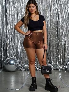 Trendy Women's Faux Leather Hot Pants OEM Custom Logo PU Leather Shorts for Fashion Clothing Brands - Product Image 6