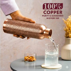 Bouteille 100% Cuivre Pur 1 Litre pour la Purification de l'Eau, l'Hydratation Quotidienne et le Bien-être Ayurvédique, Idéale pour l'École, le Bureau et la Salle de Sport - Product Image 3