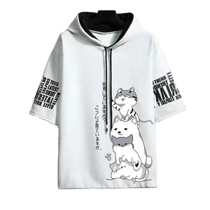 Sudaderas con capucha de moda para hombres, sudaderas con capucha para hombres, ropa deportiva de verano, ropa de calle con estampado de gato, sudaderas de manga corta - Product Image 1