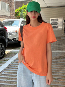 Premium Cotton Women's Shirts Custom Plain Solid Color Crew Neck Tee Custom Logo Print T-Shirt Soft Casual Spring Summer Top - Product Image 3
