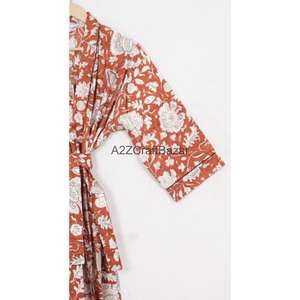 Bata Kimono 100% Algodón Romántica, Sexy y Transpirable para Mujer, Estampado Floral, Ropa de Noche Primavera/Verano, Túnica de Playa, Ropa de Dormir - Product Image 4
