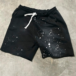 Pantalones Cortos Verdes para Hombre, Pintados a Mano, con Cintura Ajustable, Estilo Casual, Diseño con Salpicaduras de Pintura - Product Image 4