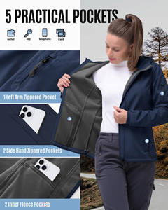 Veste softshell à capuche pour femme de haute qualité avec cordon de serrage à l'ourlet, tissu doux au toucher, vêtements de sport d'extérieur, veste softshell pour femme - Product Image 5