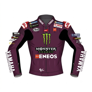 เสื้อแจ็คเก็ตมอเตอร์ไซค์หนังจิงโจ้แบบสั่งทำพิเศษ Fabio Quartararo MotoCP Ramaha สำหรับแข่งรถ/เสื้อแจ็คเก็ตสำหรับสนามแข่ง CE - Product Image 1