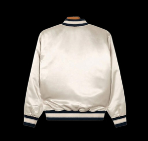 Genuine Quality Satin Varsity <b>Jacket</b> Casual XL Bomber <b>Jacket</b> Embroidery College Plain Dyed Coated <b>for</b> Spring Season Lightweight - Product Image 5