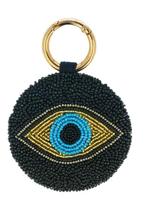 Magnifique porte-clés brodé de perles bleues et blanches motif étoile, accessoires de sac, artisanat indien, éco-responsable, fait main - Product Image 2