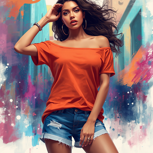 Camiseta de poliéster de manga corta con hombros descubiertos para mujer, top informal ajustado, ligero y elástico, ropa de verano para mujer, OEM al por mayor - Product Image 4
