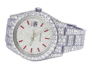 BOJ R.O.L.E.X.07 Red Stick Full White Diamond Luxury Fashion Quartz Analog Stainless Steel 41MM Moissanite Hip Hop <b>Watch</b> <b>Men</b> HOT - Product Image 3