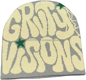 Gorros de invierno de acrílico 100% unisex, ropa de calle doblada de calidad, punto personalizable, logotipo OEM/ODM, gorros de diseño transpirable - Product Image 1