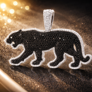 Colliers pendentifs Hip Hop pour hommes, de qualité supérieure, avec motifs animaliers, Panthère noire, en argent 925 plaqué or blanc, sertis de diamants de laboratoire - Product Image 1