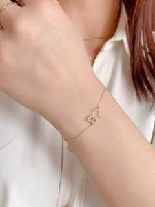 สร้อยข้อมือเพชรรูปหัวใจคู่สีโรสโกลด์ที่เพาะเลี้ยงในห้องปฏิบัติการ - Product Image 1