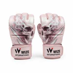 ถุงมือ MMA WIZE INTERNATIONAL แบบเต็มนิ้ว หนัง PU ปิดด้วยเวลโคร สำหรับทุกเพศ ลายหัวกะโหลกสีชมพู สำหรับศิลปะการต่อสู้ MMA - Product Image 1