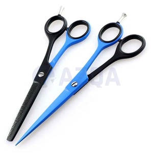 Ensemble de ciseaux de barbier professionnels en acier inoxydable bleu et noir, ciseaux de coupe et d'éclaircissement pour usage en salon - Product Image 5