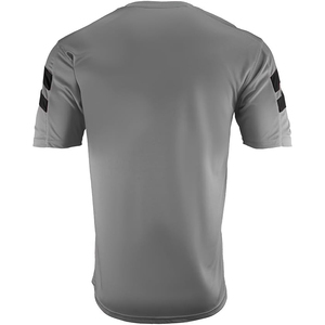 Maillot de football gris à manches courtes et col en V pour homme, en polyester respirant, coupe athlétique, toutes saisons, couleur unie, vêtement d'entraînement - Product Image 3