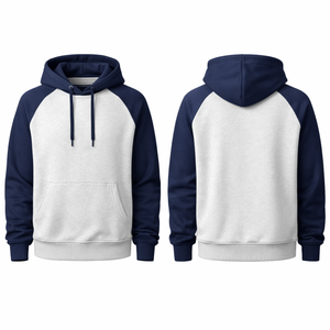 Sudadera deportiva para hombre de manga raglán bicolor, azul marino y gris jaspeado, estilo pullover, de alta calidad, estilo urbano. - Product Image 3