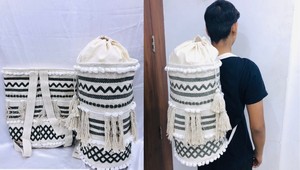 Sac à dos en coton Dari, esthétique chic, écologique, fait main avec soin, exclusif, réutilisable, pour la plage, fantaisie, vintage, mode, avec fermeture éclair - Product Image 3