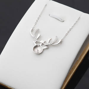 Collier en argent S925 pour femmes, pendentif en perle 9-10 mm, ensemble avec chaîne, accessoires de bijoux DIY, semi-fini, 365 - Product Image 1