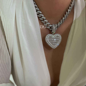 Collier Chaîne Cubaine de Luxe Premium, Entièrement Sertie de Diamants Bling Bling, Style Hip Hop, Plaqué Or 18K et Rhodium, pour Hommes et Femmes, Tendance Quotidienne - Product Image 2