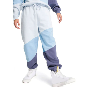 Pantalon de jogging décontracté pour homme, color-block, taille élastique avec cordon de serrage, design épissé, en coton mi-lourd, style automne - Product Image 1